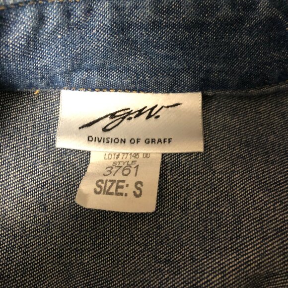 GW Graff Jean Shirt Jacket Womens Size Small Blue Denim Embroidered Western VTG - Picture 5 of 6